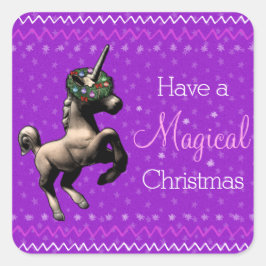Holiday Unicorn "Magic Christmas" （紫） スクエアシール