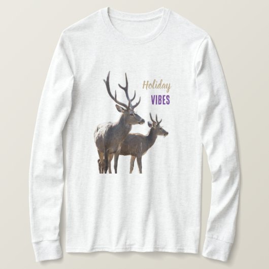 Holiday Vibes Deers Long Sleeves Top Tシャツ (デザイン正面)