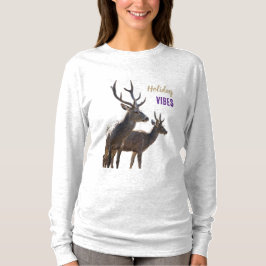 Holiday Vibes Deers Long Sleeves Top Tシャツ