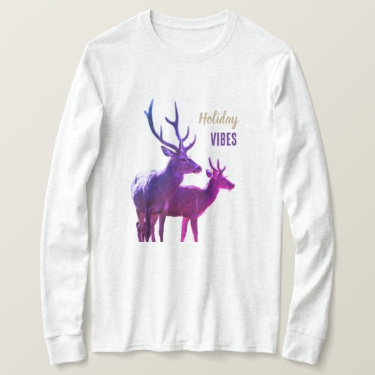 Holiday Vibes Deers Long Sleeves Top Tシャツ (デザイン正面)
