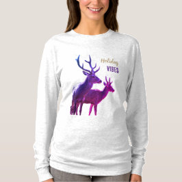 Holiday Vibes Deers Long Sleeves Top Tシャツ