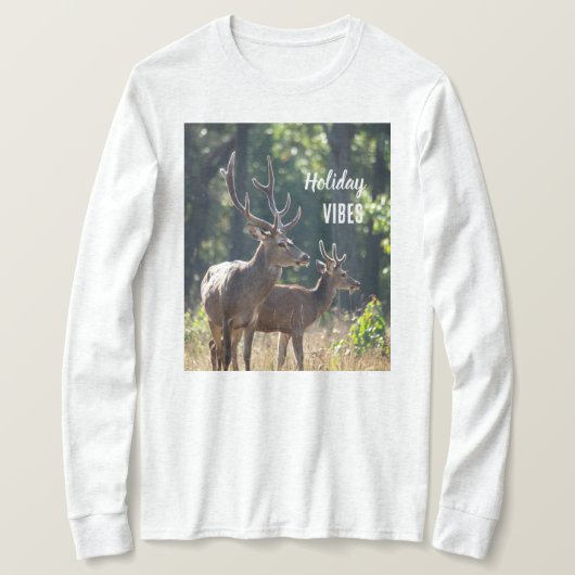 Holiday Vibes Deers Long Sleeves Top Tシャツ (デザイン正面)