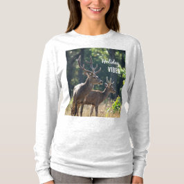 Holiday Vibes Deers Long Sleeves Top Tシャツ