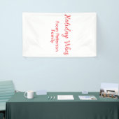 Holiday Vibes red Christmas add family name date b 横断幕 (トレードショー)