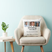 Holiday White 3 Photo Glitter Effect Christmas クッション (椅子)