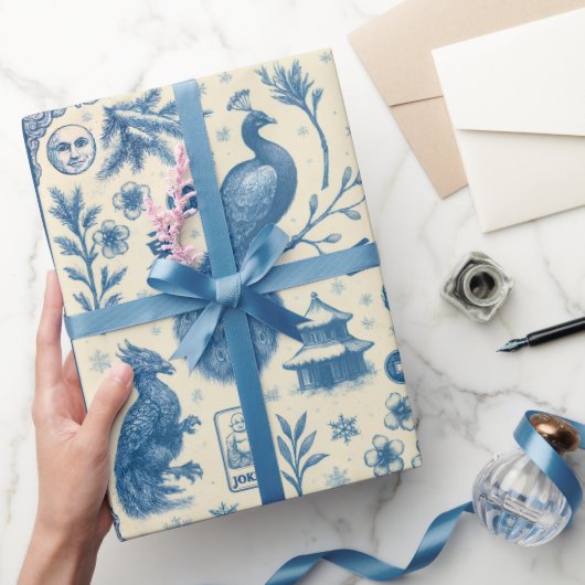 Holiday & Winter Mahjong Toile Wrapping Paper ラッピングペーパー (ギフト)