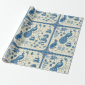 Holiday & Winter Mahjong Toile Wrapping Paper ラッピングペーパー (アンロールド)