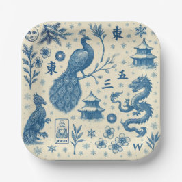 Holiday Winter Scene Mahjong Plates ペーパープレート