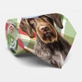 Holiday Wirehaired Pointer Dog Plaid Christmas ネクタイ (ロール)