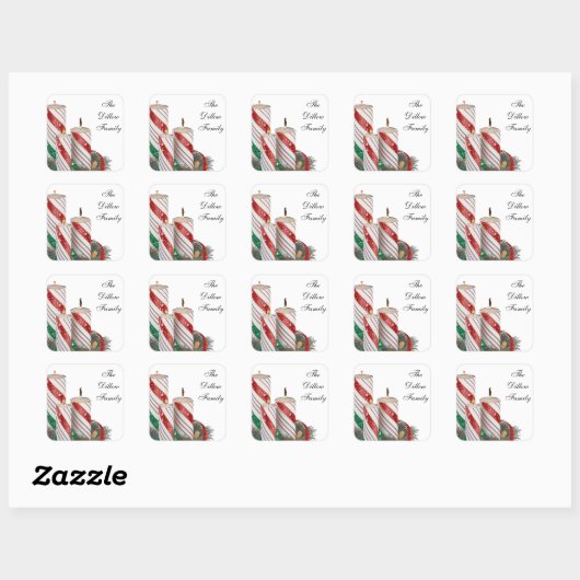 HOLIDAY WISHES封筒用シールまたはステッカーテンプレート スクエアシール (シート)