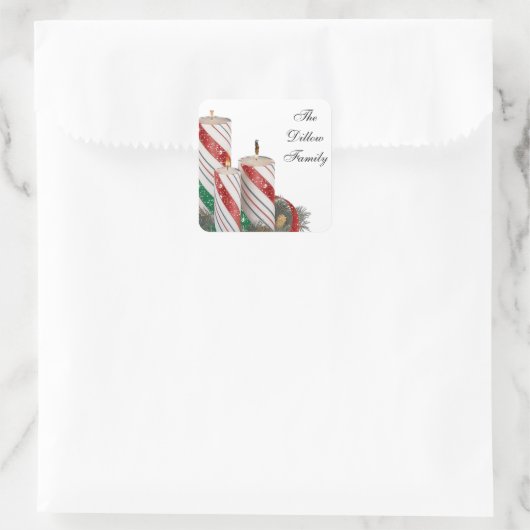 HOLIDAY WISHES封筒用シールまたはステッカーテンプレート スクエアシール (バッグ)