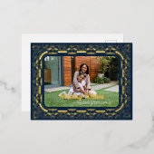 Holiday Wishes Filigree Framed Photo Foilはがき 箔シーズンポストカード (正面/裏面)