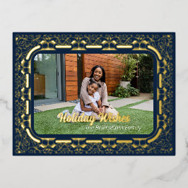 Holiday Wishes Filigree Framed Photo Foilはがき 箔シーズンポストカード