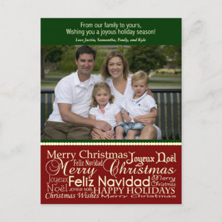 Holiday Words Collageクリスマスフォトポストカード シーズンポストカード