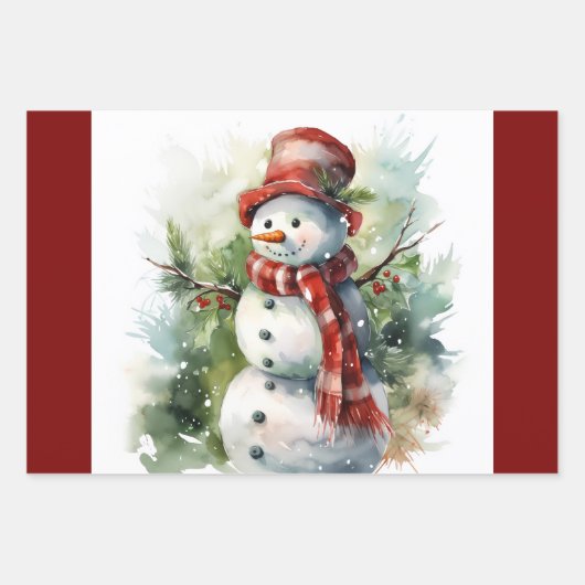 Holiday Wrapping Paper Flat Sheet Set of 3 ラッピングペーパーシート (正面)