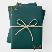 Holiday Wrapping Paper Flat Sheet Set of 3 ラッピングペーパーシート