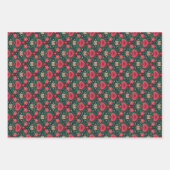 Holiday Wrapping Paper Set – Hearts, Flowers, Dots ラッピングペーパーシート (正面)