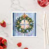 Holiday Wreath Christmas Watercolor スタンダードカクテルナプキン (インサイチュ)