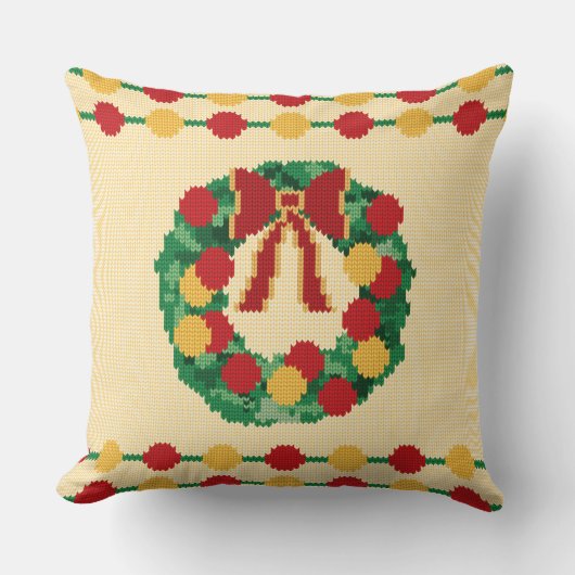 Holiday Wreath Knit クッション (正面)