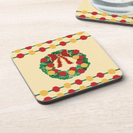 Holiday Wreath Knit コースター (左側)