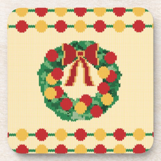 Holiday Wreath Knit コースター (正面)