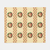 Holiday Wreath Knit フリースブランケット (正面(横))