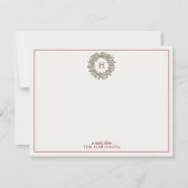 Holiday Wreath Monogram Note Card 招待状 (正面)