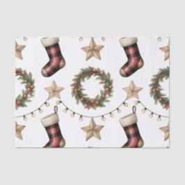 HOLIDAY WREATH STOCKINGS LIGHTS STARS 薄葉紙