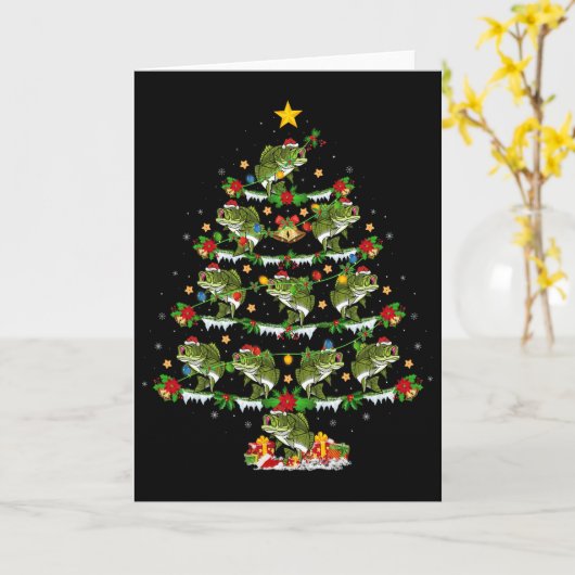 Holiday Xmas Lighting Santa Byss Fish Christmas Tr カード (黄色い花)