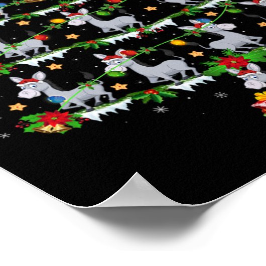 Holiday Xmas Lighting Santa Donkey Christmas Tree  ポスター (角)