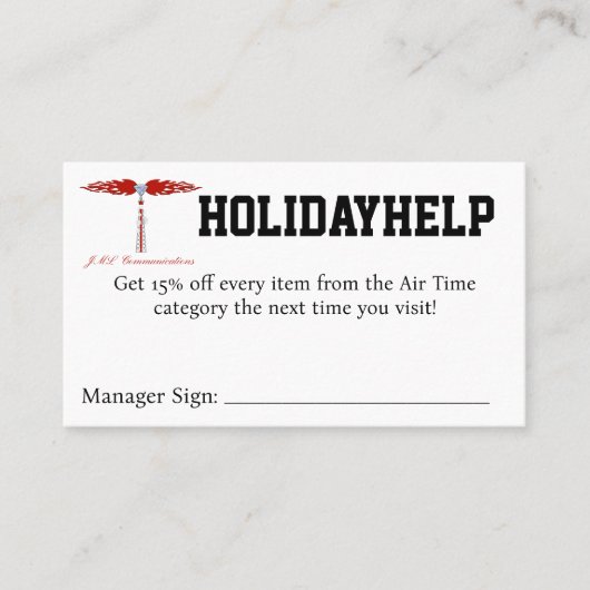HOLIDAYHELP Coupon 名刺 (正面)