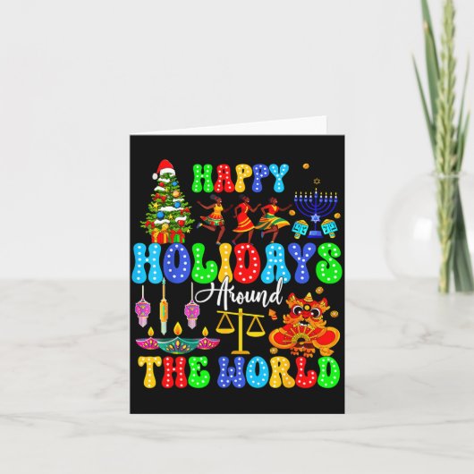 Holidays Around World Xmas Hanukkah Kwanzaa Diwali カード (正面)