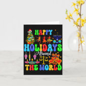Holidays Around World Xmas Hanukkah Kwanzaa Diwali カード (黄色い花)