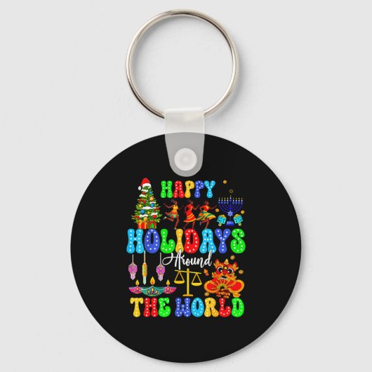 Holidays Around World Xmas Hanukkah Kwanzaa Diwali キーホルダー (正面)