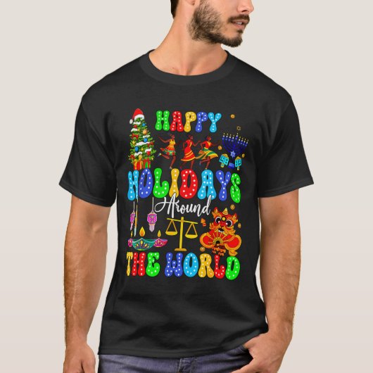 Holidays Around World Xmas Hanukkah Kwanzaa Diwali Tシャツ (正面)