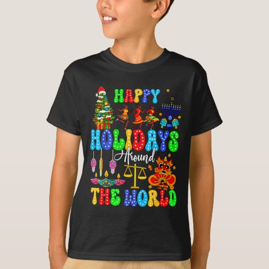 Holidays Around World Xmas Hanukkah Kwanzaa Diwali Tシャツ (正面)