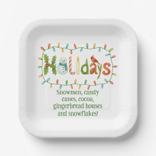 Holidays designed Christmas ペーパープレート (正面)