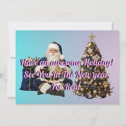 Holidays greeting with Tree And Santa claus シーズンカード (正面)