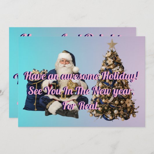 Holidays greeting with Tree And Santa claus シーズンカード (正面/裏面)