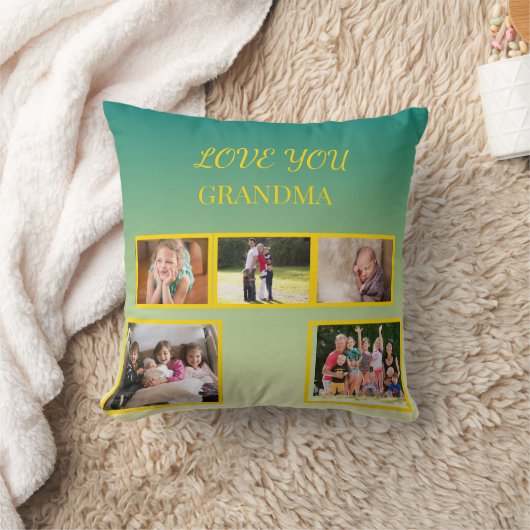 Holidiay Family Collage with Gold Script クッション (ブランケット)