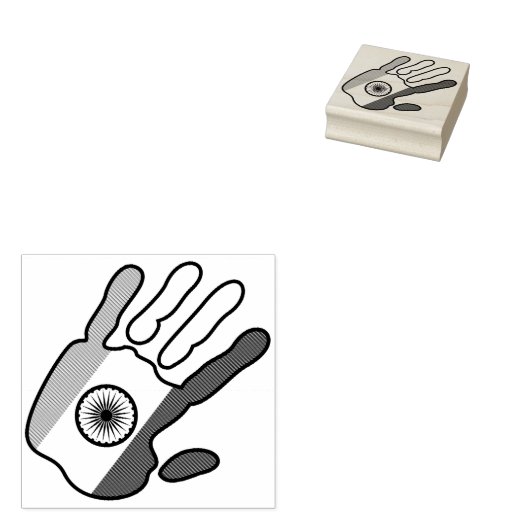 holiES – インド国旗の手+あなたのアイディア ラバースタンプ (押印)
