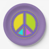 holiES -カラフルの平和サイン+あなたのアイディア ペーパープレート (正面)