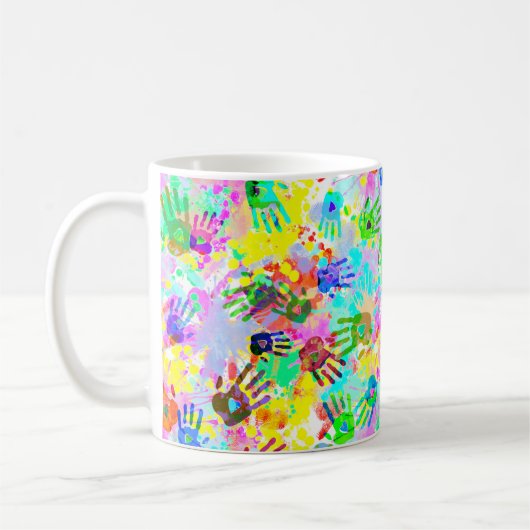 holiES – 手のスプラッシュ色のパタグランジーン2 コーヒーマグカップ (左)