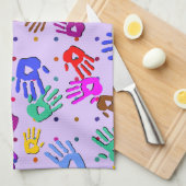 holiES – 手のドットの色付きパターン1 キッチンタオル (四つ折り)