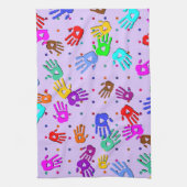 holiES – 手のドットの色付きパターン1 キッチンタオル (縦)