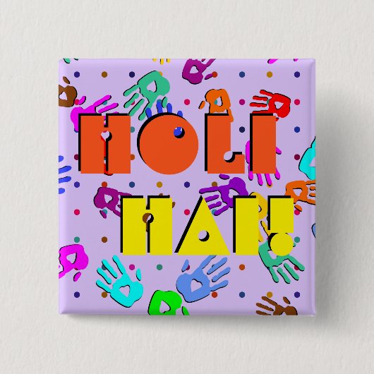 holiES – 手のドットの色付きパターン1 缶バッジ (正面)