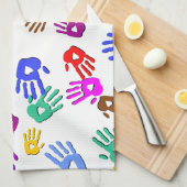 holiES – 手の色のパターン1 +あなたのバックガー。 キッチンタオル (四つ折り)