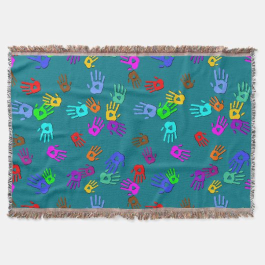 holiES – 手の色のパターン1 +あなたのバックガー。 スローブランケット (正面)