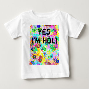 holiES -手は着色されたグランジなパターン2をはねかけます ベビーTシャツ