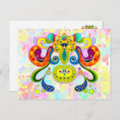 holiES -抽象芸術ハッピーホーリーカウズ+あなたのアイディア ポストカード (正面/裏面)